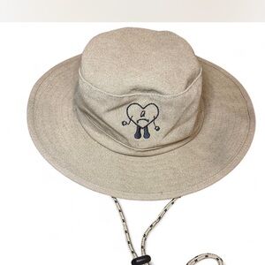 Authentic Bad Bunny Beige Bucket Hat with Embroidered Design